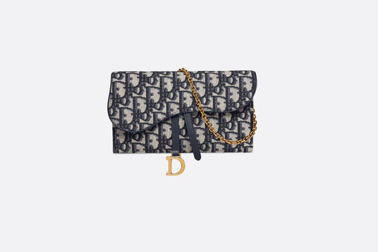 Saddle Long Wallet • Blue Dior Oblique Jacquard