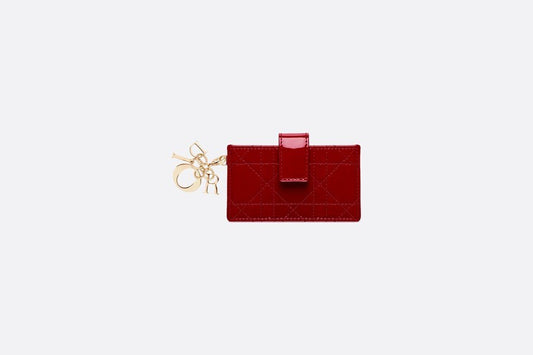 Lady Dior 5-Gusset Card Holder • Cherry Red Cannage Patent Calfskin
