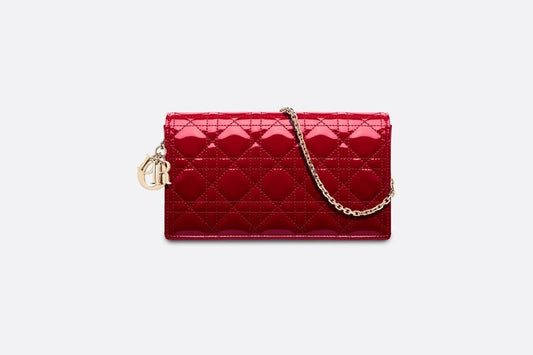 Lady Dior Pouch • Cherry Red Cannage Patent Calfskin
