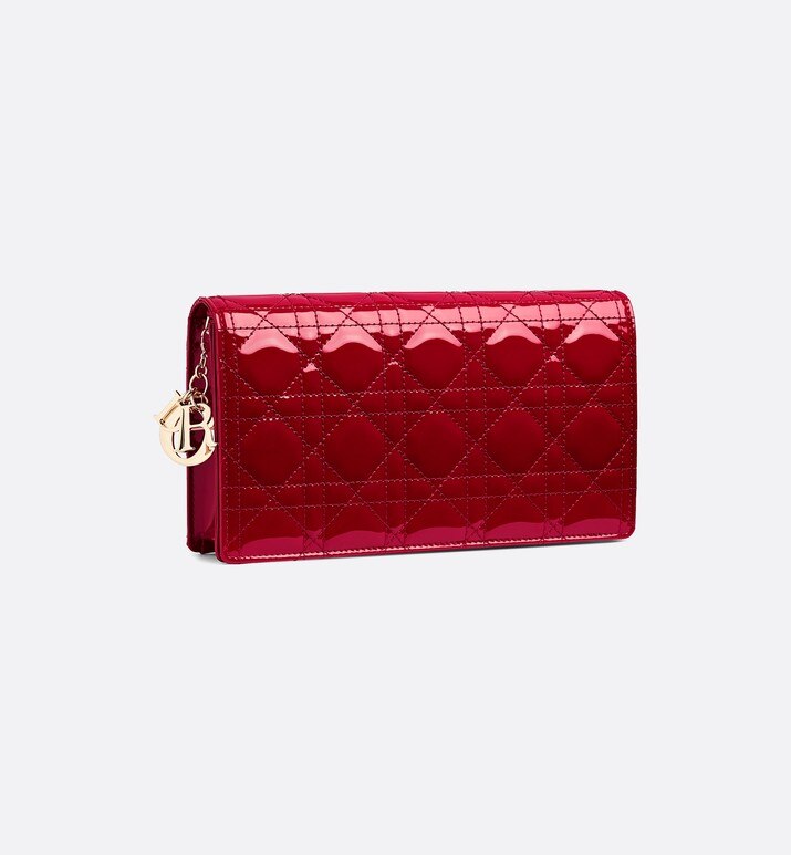Lady Dior Pouch • Cherry Red Cannage Patent Calfskin
