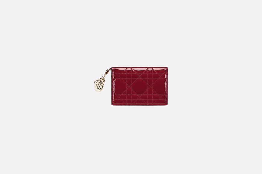 Lady Dior Flap Card Holder • Cherry Red Cannage Patent Calfskin