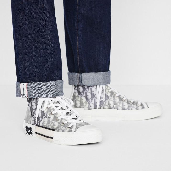 B23 High-Top Sneaker • White and Black Dior Oblique Canvas
