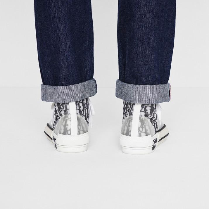 B23 High-Top Sneaker • White and Black Dior Oblique Canvas