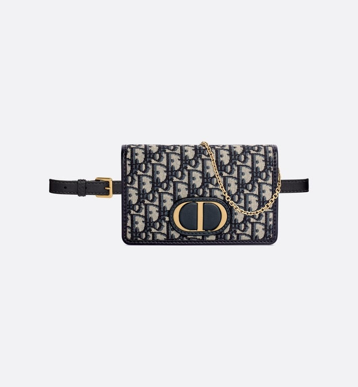 30 Montaigne 2-in-1 pouch • Blue Dior Oblique Jacquard