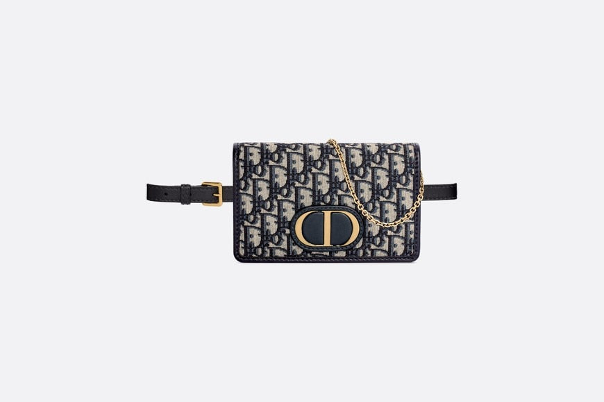 30 Montaigne 2-in-1 pouch • Blue Dior Oblique Jacquard