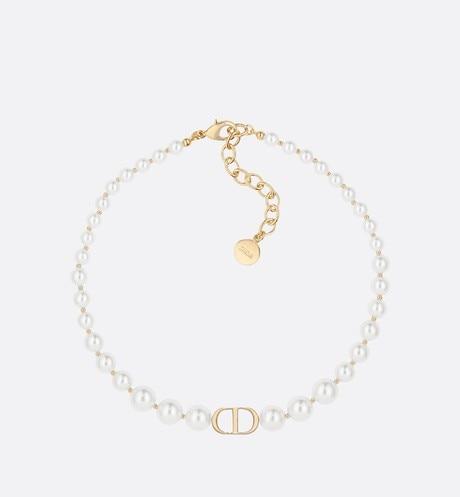 30 Montaigne Choker Necklace • Gold-Finish Metal and White Resin Pearls