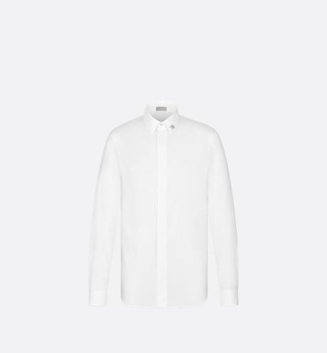 Shirt with Bee Jewel • White Cotton Poplin