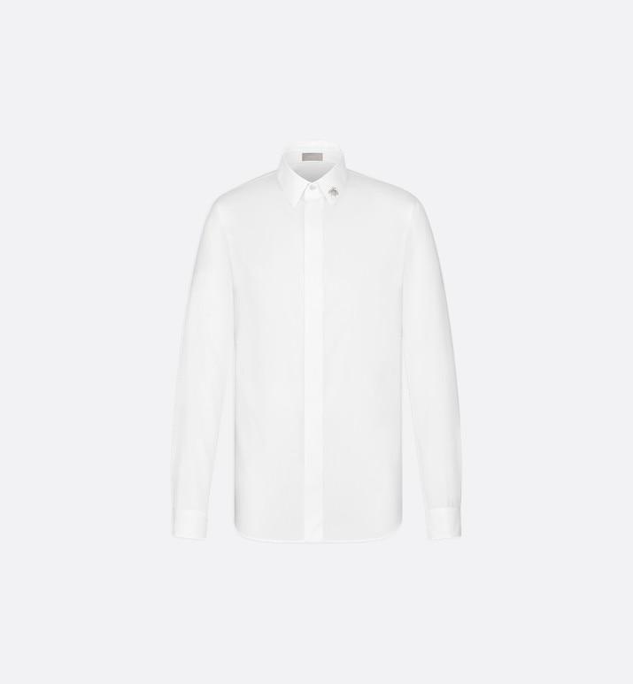 Shirt with Bee Jewel • White Cotton Poplin
