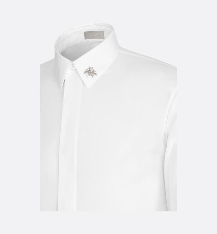 Shirt with Bee Jewel • White Cotton Poplin