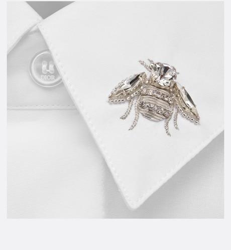 Shirt with Bee Jewel • White Cotton Poplin