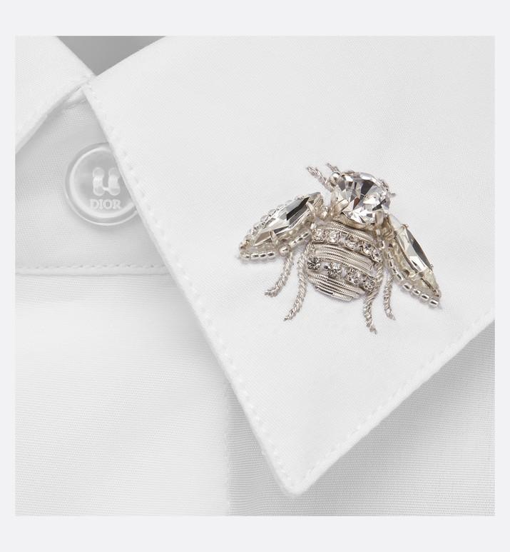 Shirt with Bee Jewel • White Cotton Poplin