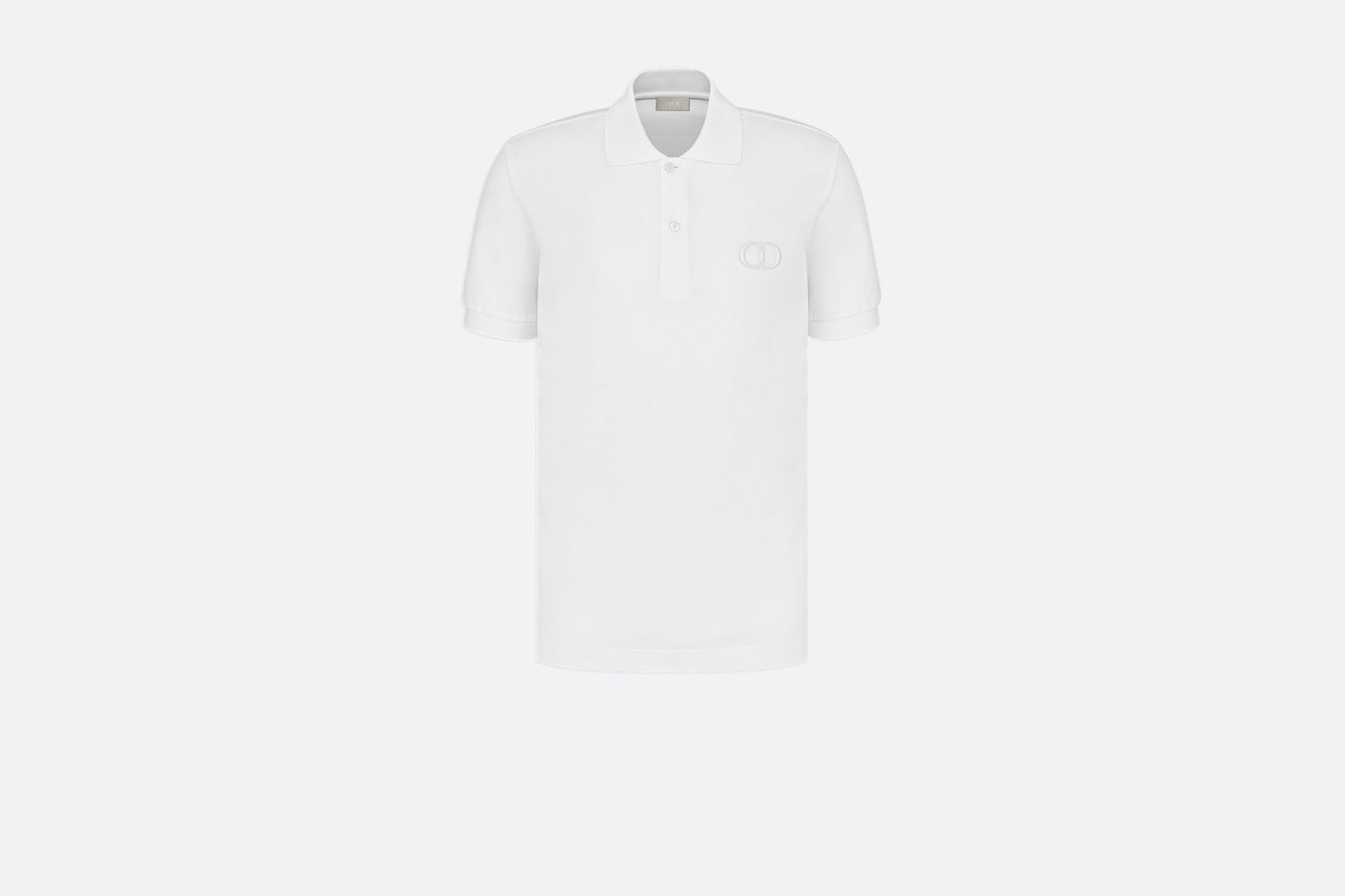 Polo Shirt with 'CD Icon' Signature • White Cotton Piqué