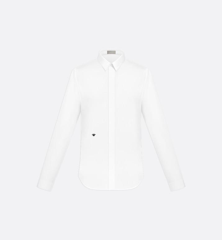 Shirt with Bee Embroidery • White Cotton Poplin