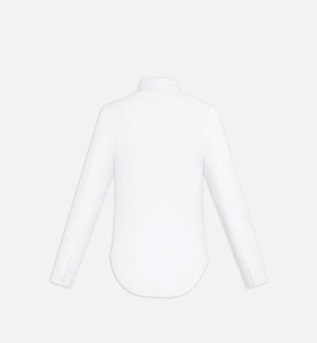 Shirt with Bee Embroidery • White Cotton Poplin