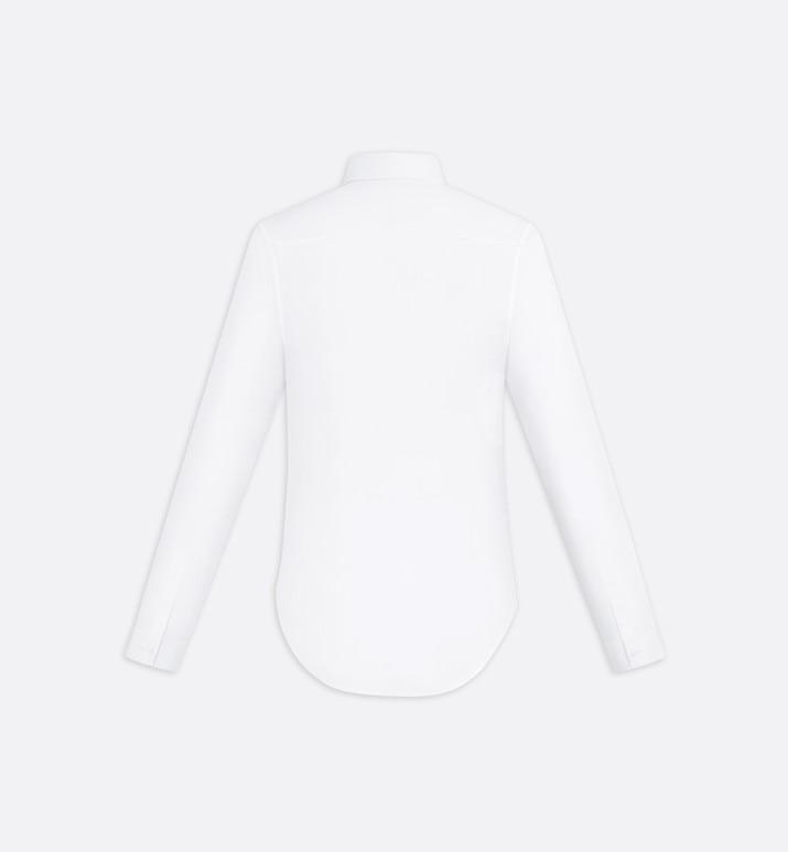 Shirt with Bee Embroidery • White Cotton Poplin