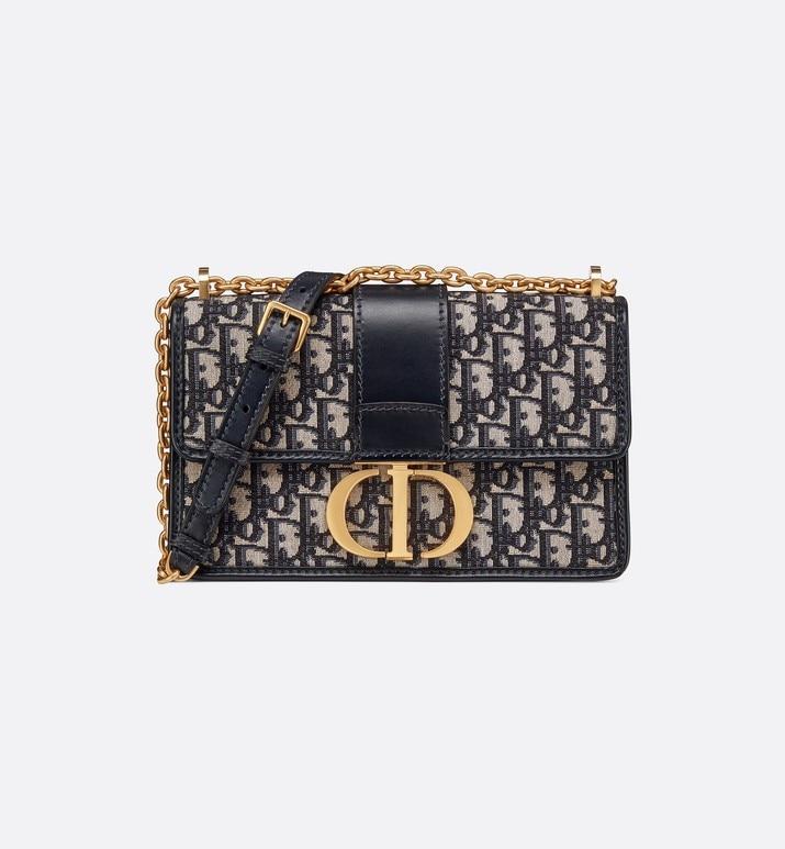 30 Montaigne Flap Chain Bag • Blue Dior Oblique Jacquard