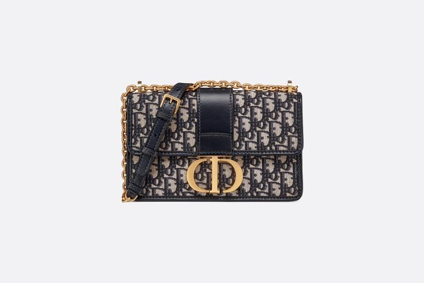 30 Montaigne Flap Chain Bag • Blue Dior Oblique Jacquard
