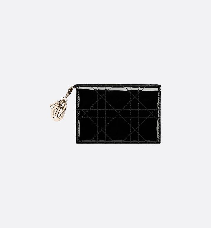 Lady Dior Flap Card Holder • Black Cannage Patent Calfskin