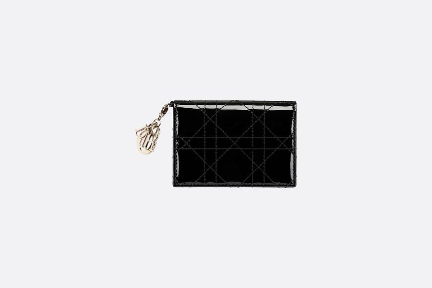 Lady Dior Flap Card Holder • Black Cannage Patent Calfskin