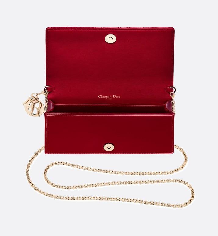 Lady Dior Pouch • Cherry Red Cannage Patent Calfskin