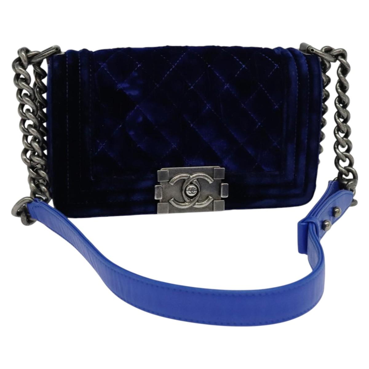 Chanel Boy Blue Velvet Shoulder Bag ()