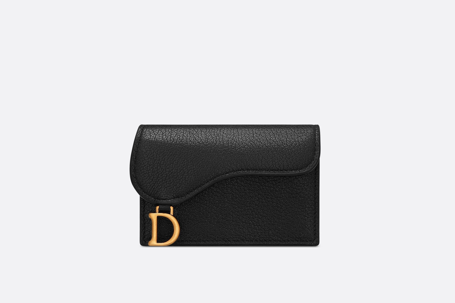 Saddle Flap Card Holder • Black Goatskin
