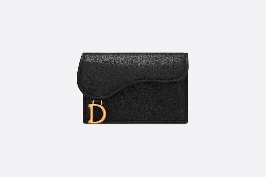 Saddle Flap Card Holder • Black Goatskin
