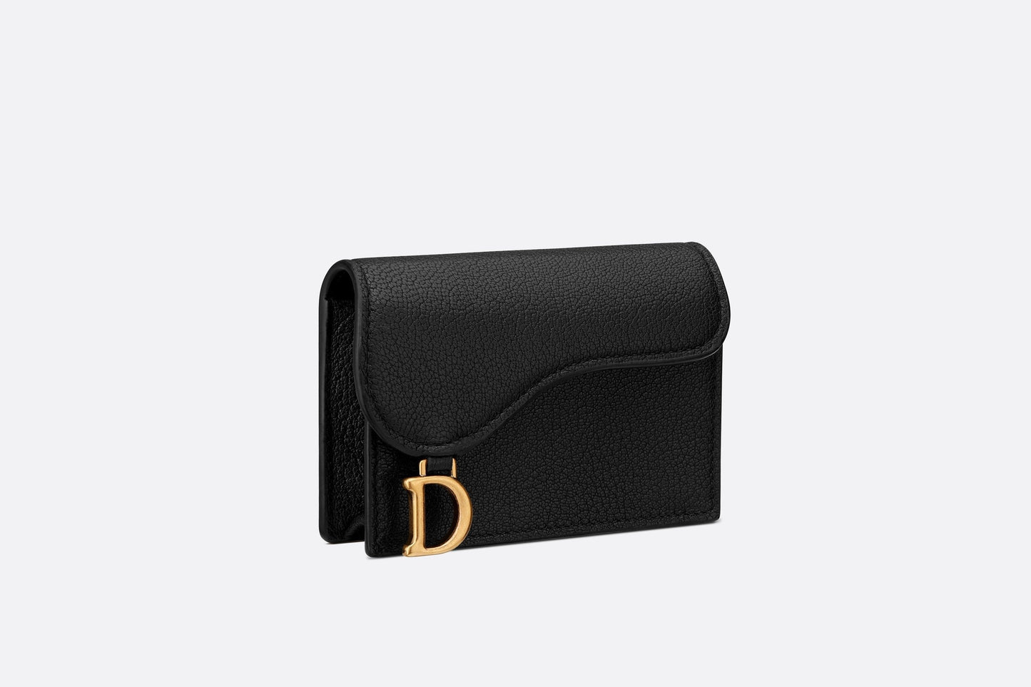 Saddle Flap Card Holder • Black Goatskin