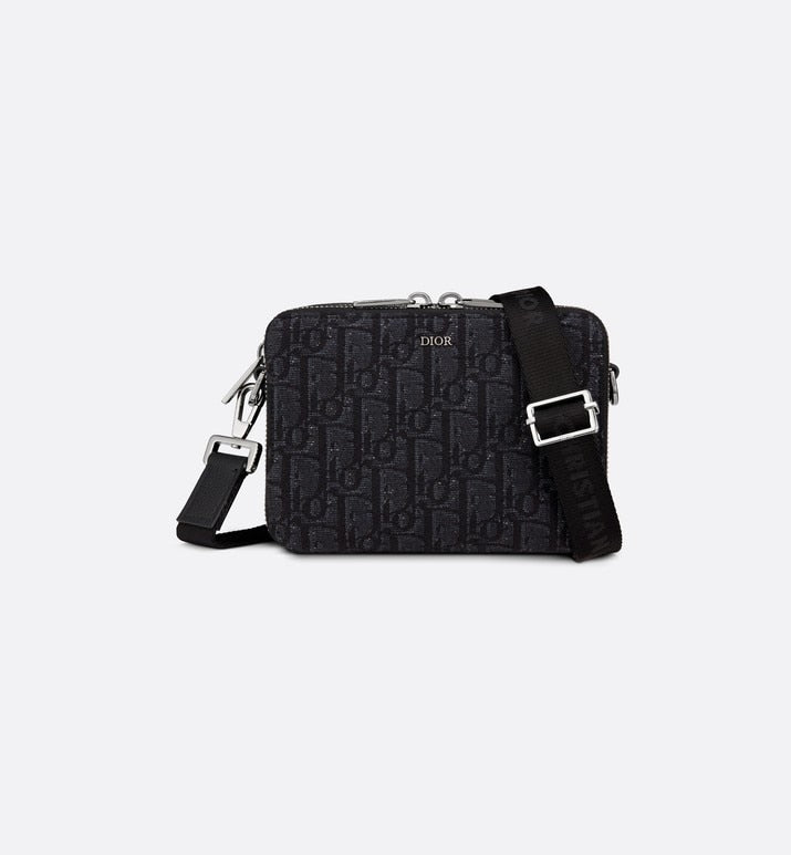 Pouch with Shoulder Strap • Black Dior Oblique Jacquard