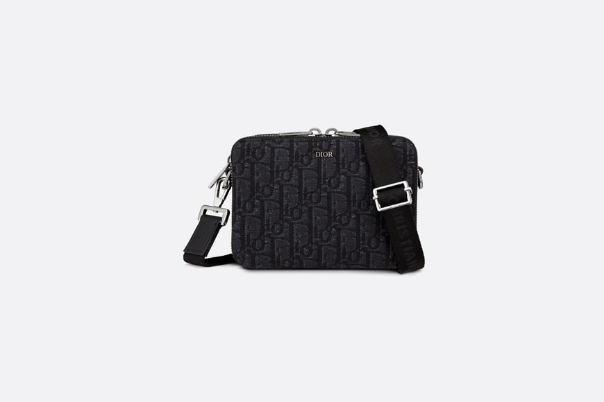 Pouch with Shoulder Strap • Black Dior Oblique Jacquard