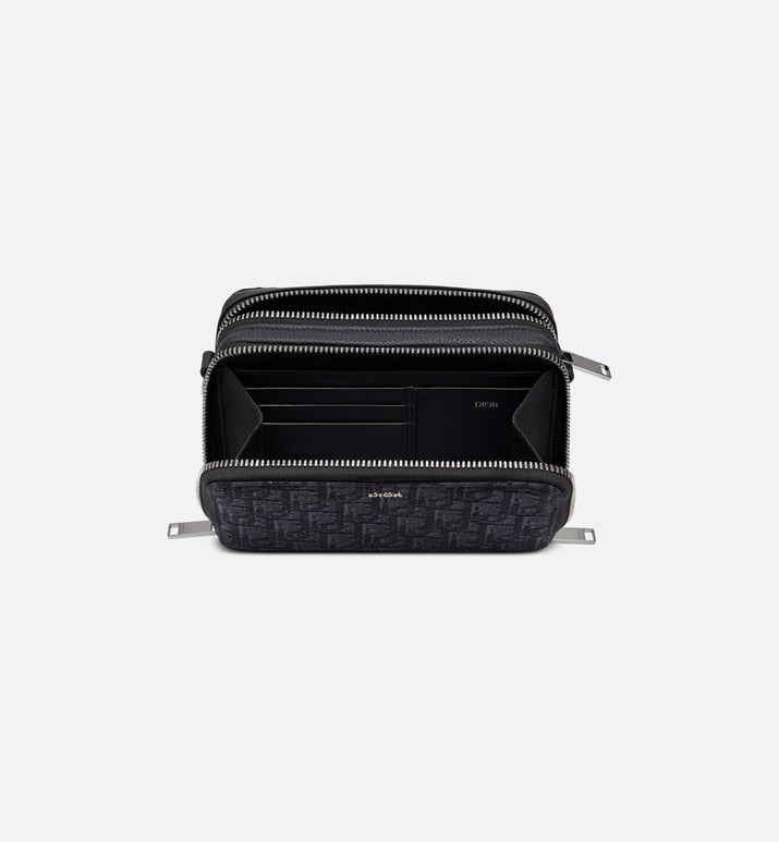 Pouch with Shoulder Strap • Black Dior Oblique Jacquard