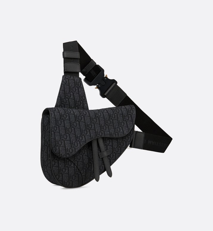 Saddle Bag • Black Dior Oblique Jacquard