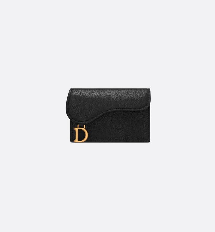 Saddle Flap Card Holder • Black Goatskin