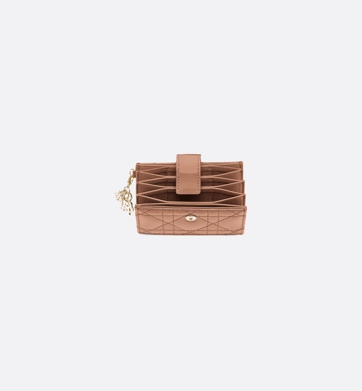 Lady Dior 5-Gusset Card Holder • Rose Des Vents Patent Cannage Calfskin