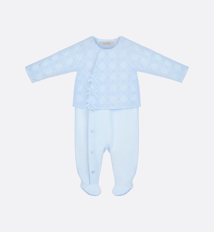 Cannage Sleepsuit • Sky Blue Cotton Poplin