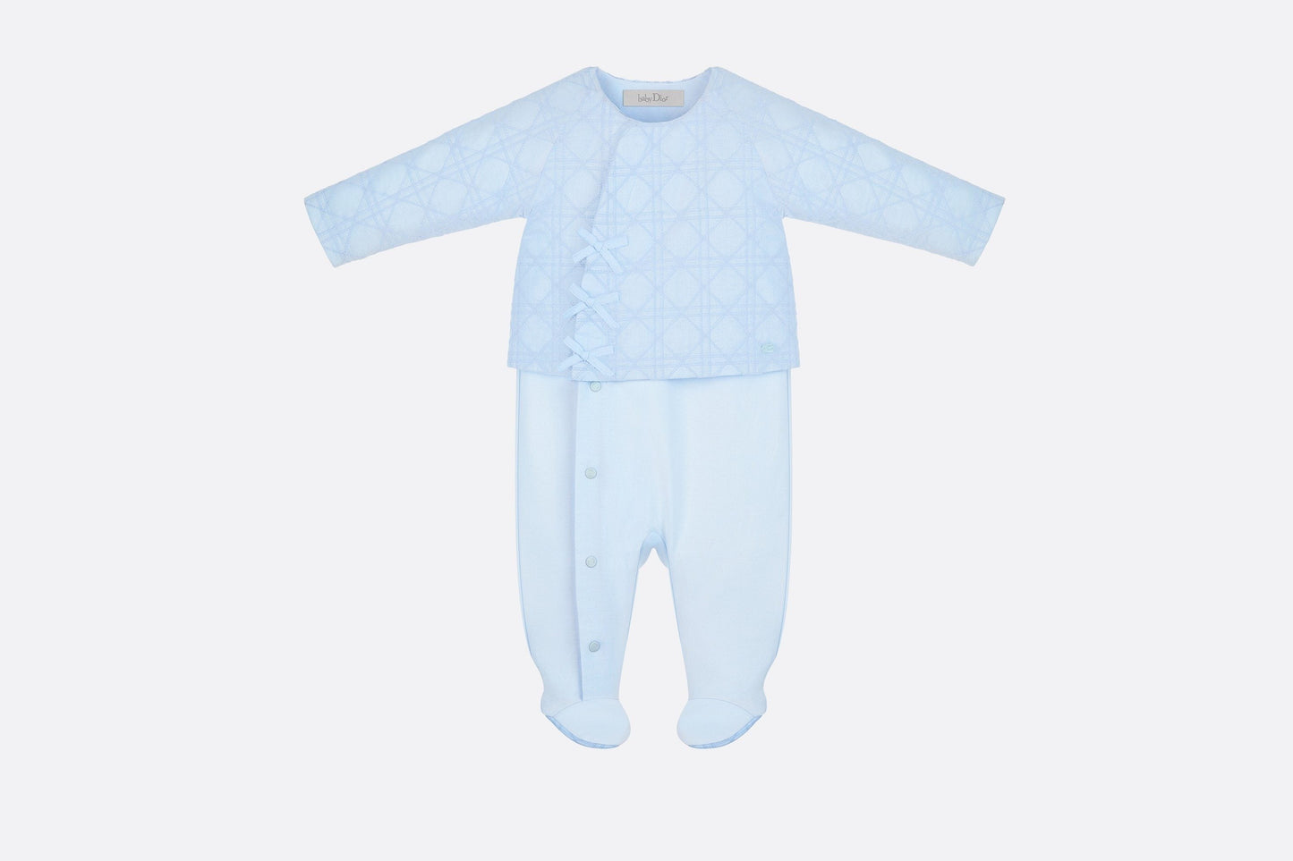Cannage Sleepsuit • Sky Blue Cotton Poplin