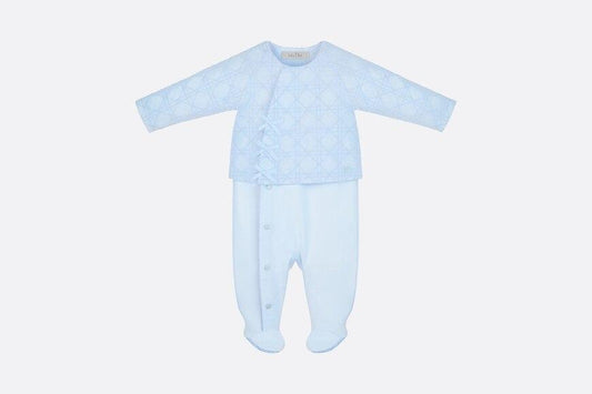 Cannage Sleepsuit • Sky Blue Cotton Poplin