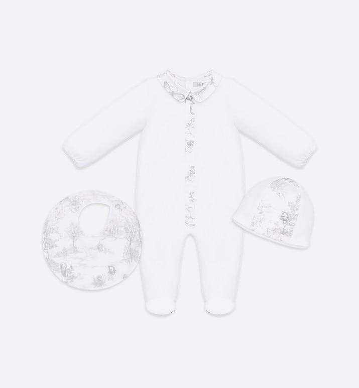 Newborn Gift Set • Gray Cotton Satin with Toile de Jouy Print