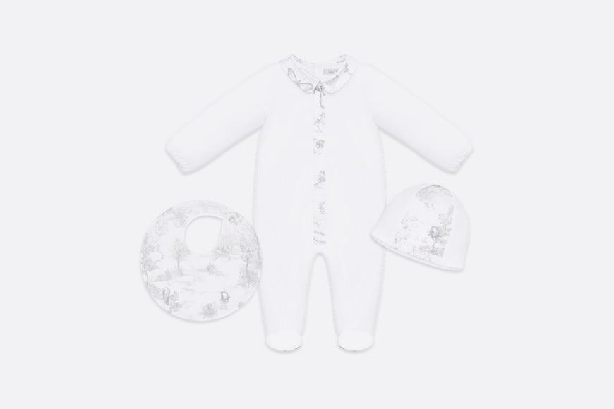 Newborn Gift Set • Gray Cotton Satin with Toile de Jouy Print