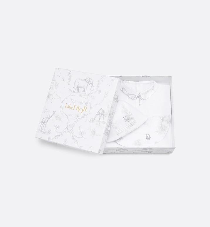 Newborn Gift Set • Gray Cotton Satin with Toile de Jouy Print