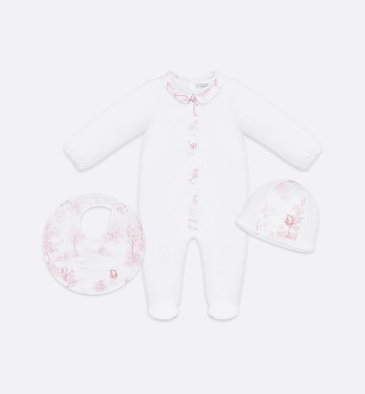 Newborn Gift Set • Powder Pink Cotton Satin with Toile de Jouy Print