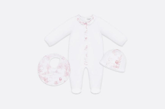Newborn Gift Set • Powder Pink Cotton Satin with Toile de Jouy Print