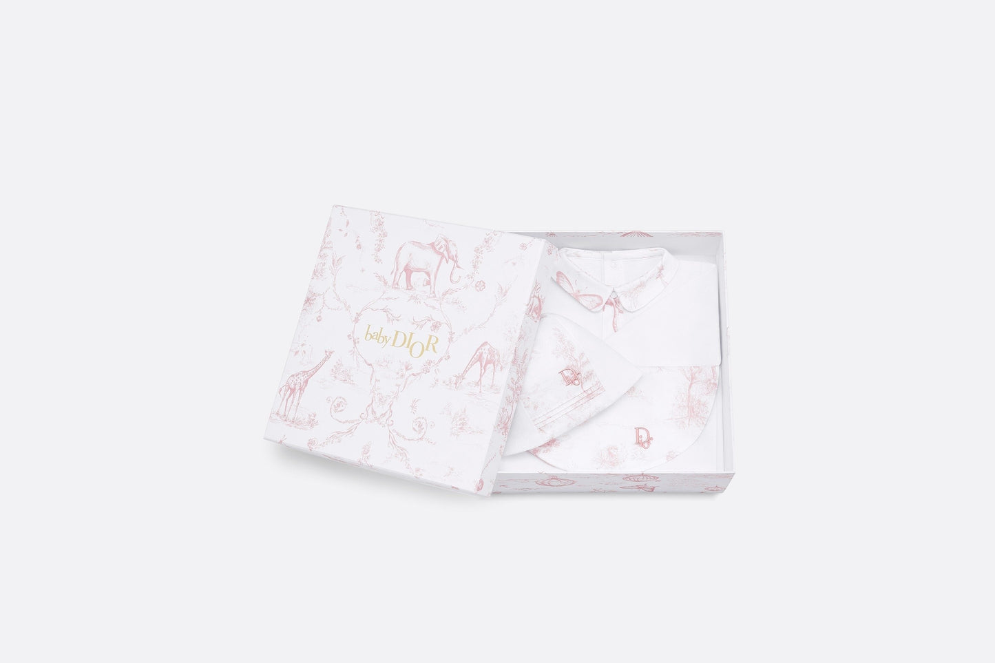 Newborn Gift Set • Powder Pink Cotton Satin with Toile de Jouy Print
