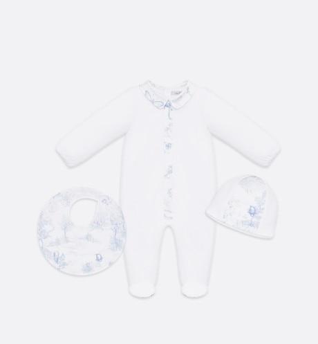 Newborn Gift Set • Pale Blue Cotton Satin with Toile de Jouy Print