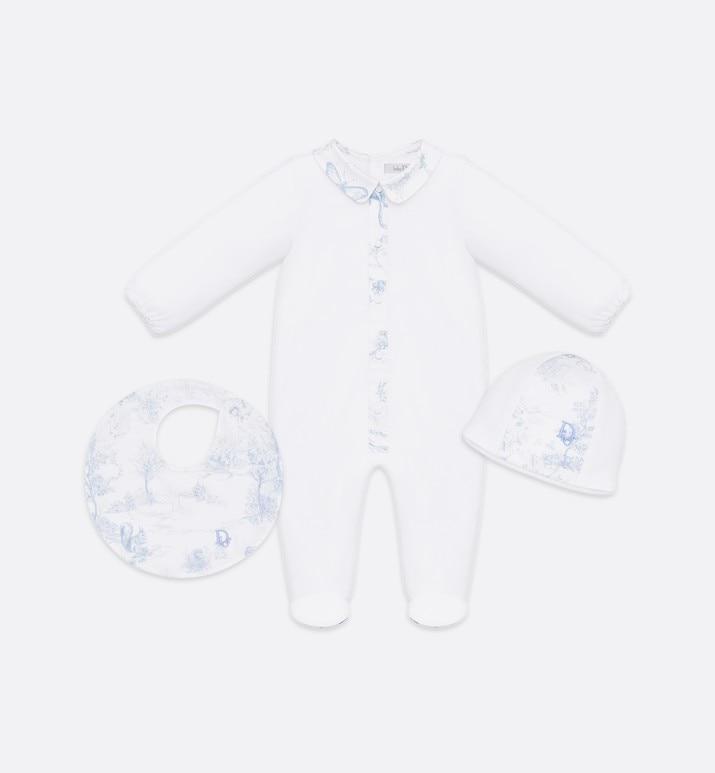 Newborn Gift Set • Pale Blue Cotton Satin with Toile de Jouy Print