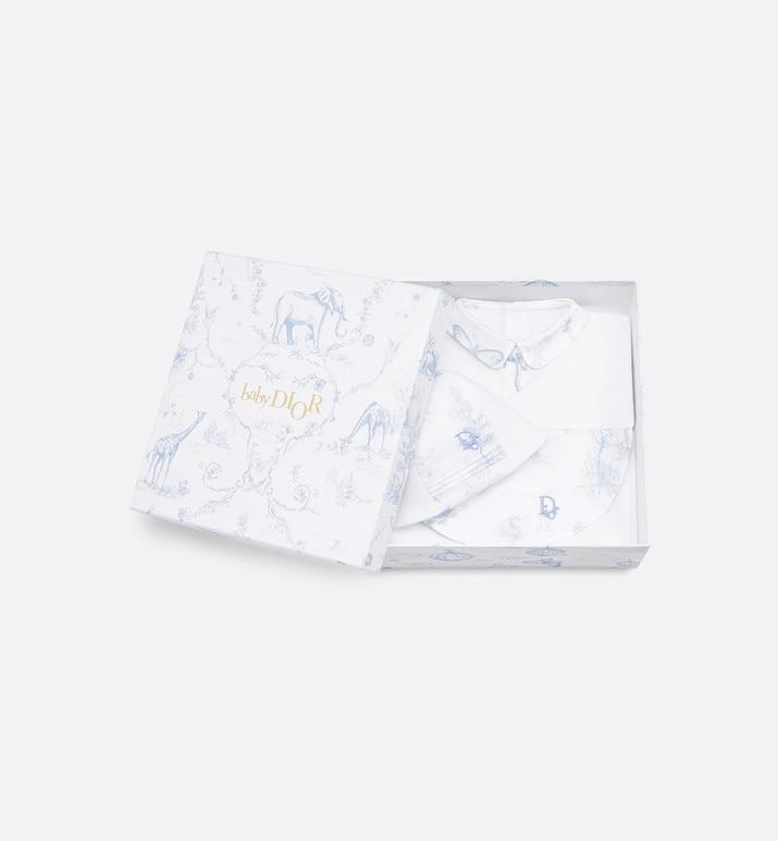 Newborn Gift Set • Pale Blue Cotton Satin with Toile de Jouy Print