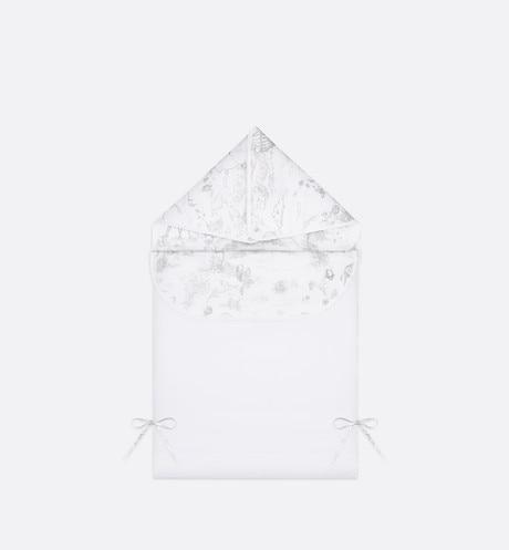 Bunting Bag • White Cotton Satin with Toile de Jouy Print