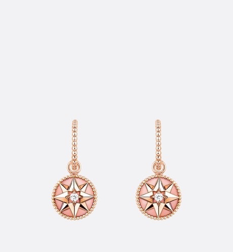 Rose Des Vents Earrings • Pink Gold, Diamonds and Pink Opal