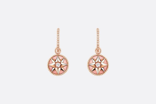 Rose Des Vents Earrings • Pink Gold, Diamonds and Pink Opal