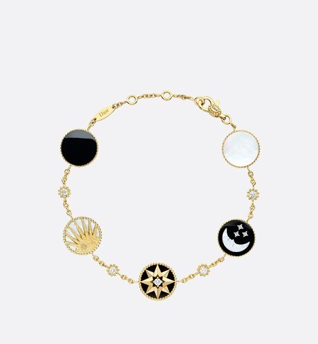 Rose Des Vents and Rose Céleste Bracelet • Yellow and White Gold, Diamond, Mother-of-Pearl and Onyx